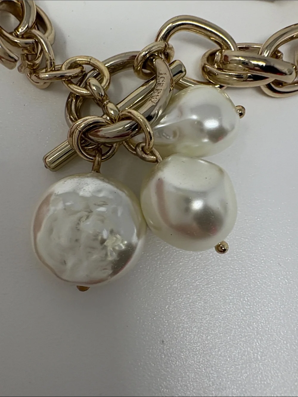 J. Crew Gold-Tone Chain Bracelet with Pearl Charms